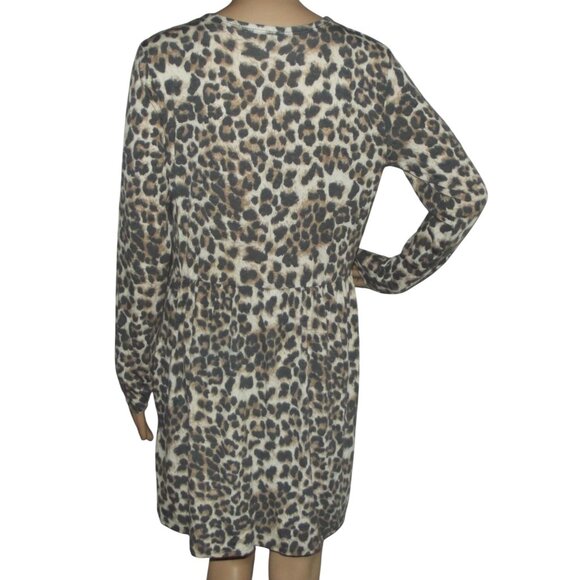 Hemish U.S.A. Dress Womens Size Small Animal Print Long Sleeve v-neck knit pocke - Picture 2 of 9